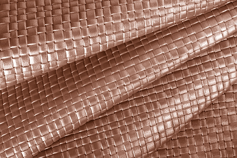 Copper gold braided-print metallic leather for pumps, heels, clutches, boots... 
                                    - F. KOOIJMAN Paris